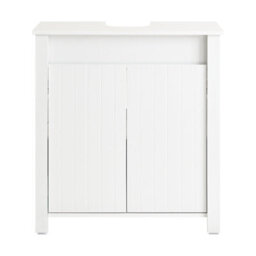 Sobuy Bzr101-W, Bathroom Storage Cabinet Under Sink Cabinet Sink Cabinet With Doors &adjustable Shelf & Pipe Cover - thumbnail 1