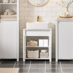 Sobuy Bzr101-W, Bathroom Storage Cabinet Under Sink Cabinet Sink Cabinet With Doors &adjustable Shelf & Pipe Cover - thumbnail 4