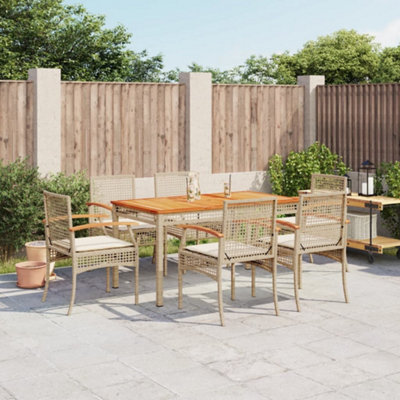 Berkfield 7 Piece Garden Dining Set With Cushions Beige Poly Rattan - image 1