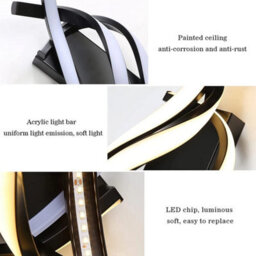 Led Wall Lights Indoor Wall Lamp 3000K 22W Black Creative Scones Bedroom Hallway - thumbnail 3