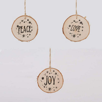 Shatchi Christmas Tree Ornaments Wooden Aesthetic Hanging Decorations Round Shape 3Pcs - image 1