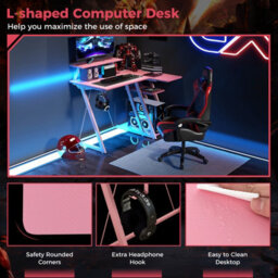 Costway L-Shaped Gaming Desk Small Computer Desk W/ Monitor Shelf & Outlets - thumbnail 8