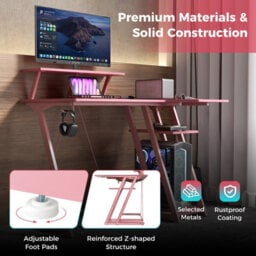 Costway L-Shaped Gaming Desk Small Computer Desk W/ Monitor Shelf & Outlets - thumbnail 6