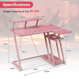 Costway L-Shaped Gaming Desk Small Computer Desk W/ Monitor Shelf & Outlets - thumbnail 2