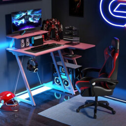 Costway L-Shaped Gaming Desk Small Computer Desk W/ Monitor Shelf & Outlets - thumbnail 3
