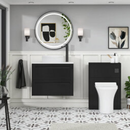 Royal Bathrooms Royal Bathroom Elmore 700mm Matt Nocturne Black Wall Mounted Bathroom Vanity Unit 2 Drawer Plain White Worktop With Round Basin - thumbnail 5