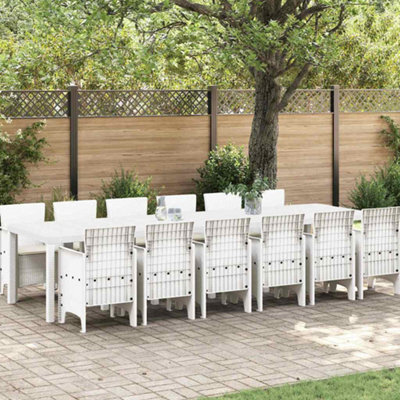 Berkfield Garden Dining Set 13 Pcs White Polt Rattan - image 1