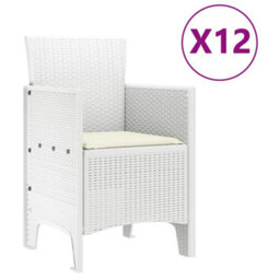 Berkfield Garden Dining Set 13 Pcs White Polt Rattan - thumbnail 5