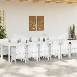 Berkfield Garden Dining Set 13 Pcs White Polt Rattan - thumbnail 3