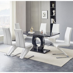 Furniture in Fashion Halo Milano Effect Gloss Dining Table 6 Demi Z White Chairs