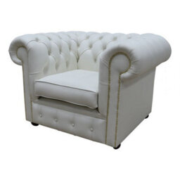 Chesterfield Low Back Club Chair Shelly White Real Leather In Classic Style - thumbnail 3
