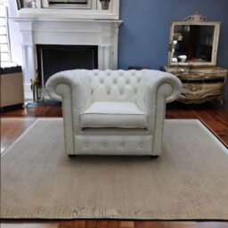 Chesterfield Low Back Club Chair Shelly White Real Leather In Classic Style - thumbnail 2