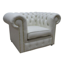 Chesterfield Low Back Club Chair Shelly White Real Leather In Classic Style - thumbnail 5