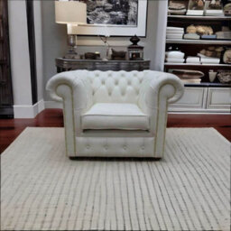 Chesterfield Low Back Club Chair Shelly White Real Leather In Classic Style - thumbnail 4