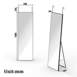 AVER-GROWTH Full Length Mirror 160X50Cm Black Aluminum Frame Large Dressing Mirror Wall Mounted Floor Standing Or Over Door Hanging Hooks - thumbnail 7