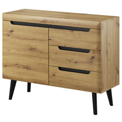 Arte Stylish Nordi Sideboard Cabinet H830mm W1070mm D400mm In Oak Artisan And Black - Contemporary Elegance For Your Home - image 1