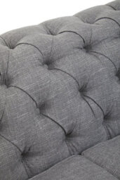 Orsina Three Seat Grey Linen Sofa, Button Tufted Chesterfield Back With Scrolled Arms, Upholstered 3 Seater - thumbnail 2