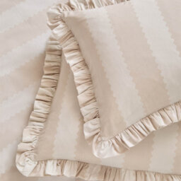 Wylder Birdie Stripe Ruffle Pillowcase Pair, Natural, 50 X 75Cm