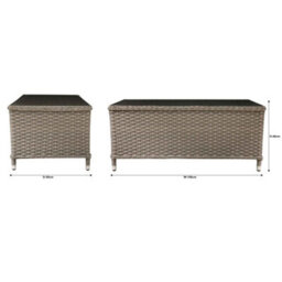 Dellonda Chester Rattan & Glass Outdoor Garden Balcony Table, 108X58Cm, Brown - thumbnail 4