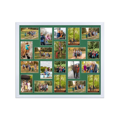 AK Frames 80X70Cm White Classic Multi Photo Frame With Emerald Mount - Holds 20 Apertures (18X) 6X4, (2X) 4X4 Photos - image 1