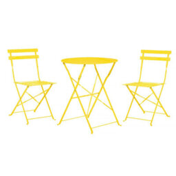 Yellow 3 Piece Folding Garden Bistro Set - thumbnail 3