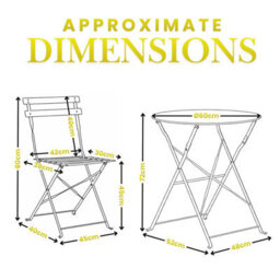 Yellow 3 Piece Folding Garden Bistro Set - thumbnail 2
