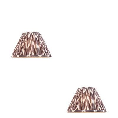 Loops Elegant Set Of 2 Handcrafted 30Cm Tapered Cylinder Lamp Shades In Pearl Grey Fabric - image 1