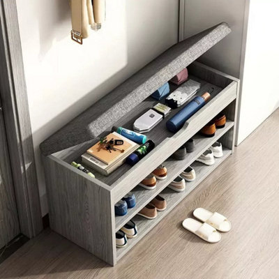 Shoe Bench Shoe Storage Rack Cabinet Organiser With Cushion Padded Seat - image 1
