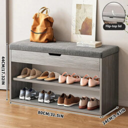 Shoe Bench Shoe Storage Rack Cabinet Organiser With Cushion Padded Seat - thumbnail 2
