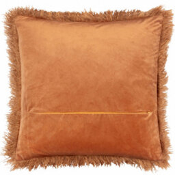 furn. Furn Rowan Faux Fur Polyester Filled Cushion, Ginger - thumbnail 2