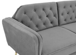 Home Detail Whitby Velvet Fabric Sofa Bed 3 Seater Padded Suite Click Clack Luxury Recliner Sofabed, Dark Grey - thumbnail 5