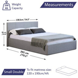 Home Treats Side Lift Ottoman Bed Small Double Storage Bed Frame 4Ft Grey - No Mattress - thumbnail 3