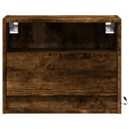 Berkfield Wall-Mounted Bedside Cabinet With Led Lights Smoked Oak - thumbnail 6
