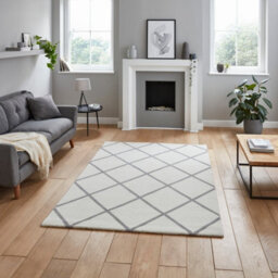 Cream Easy To Clean Modern Geometrical Rug For Living Room, Bedroom, Dining Room - 160Cm X 220Cm - thumbnail 2