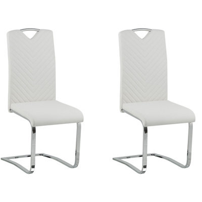 Beliani Set Of 2 Dining Chairs Picknes Faux Leather Off-White - image 1