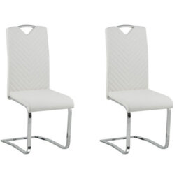 Beliani Set Of 2 Dining Chairs Picknes Faux Leather Off-White - thumbnail 1