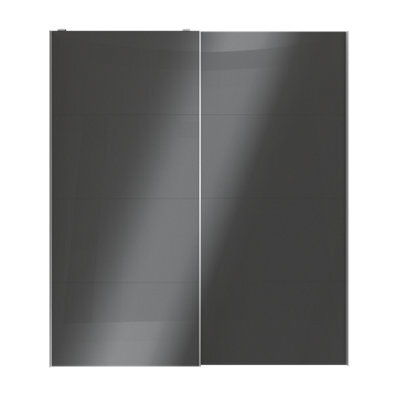 GoodHome Atomia Contemporary Without Mirror Doors Anthracite High Gloss 2 Door Sliding Wardrobe Door Kit (H)2250mm (W)2000mm - image 1