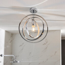 Anson Lighting Merritt  Bathroom Semi Flush Light In Chrome Plate And Clear Faceted Acrylic - thumbnail 2