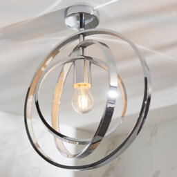 Anson Lighting Merritt  Bathroom Semi Flush Light In Chrome Plate And Clear Faceted Acrylic