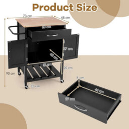 Rolling Kitchen Island Cart Mobile Serving Cart With Drawer - thumbnail 2