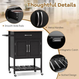 Rolling Kitchen Island Cart Mobile Serving Cart With Drawer - thumbnail 5