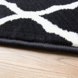 Loomed Black White Monochrome Classic Trellis Living Room Runner Rug 60X240Cm - thumbnail 2