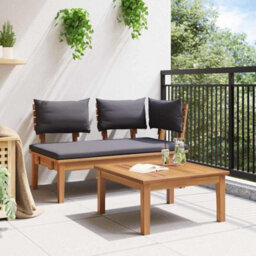 Berkfield Garden Bench 2 Pcs Brown Solid Teak Wood - thumbnail 4