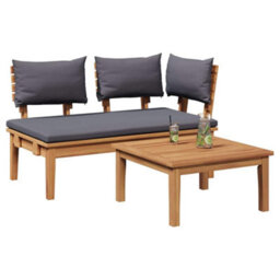 Berkfield Garden Bench 2 Pcs Brown Solid Teak Wood - thumbnail 3