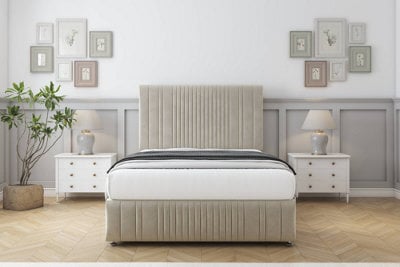 "Comfort The Foxy Cream Plush Divan Bed Set 4 Drawers - 26"" Strutted & 12"" Footboard 4'6 Double" - image 1