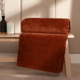 Ohs Luxury Large Waffle Honeycomb Mink Warm Throw, Rust - 200 X 240Cm - thumbnail 2