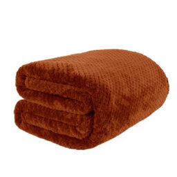 Ohs Luxury Large Waffle Honeycomb Mink Warm Throw, Rust - 200 X 240Cm