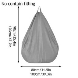 Xl Grey Linen Bean Bag Chair Cover For Indoor And Outdoor Use - thumbnail 4