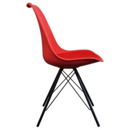 Fusion Living Soho Red Plastic Dining Chair With Black Metal Legs - thumbnail 4