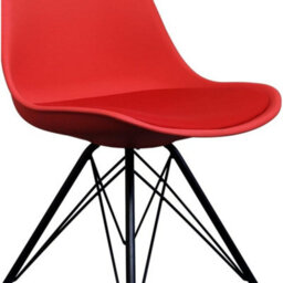 Fusion Living Soho Red Plastic Dining Chair With Black Metal Legs - thumbnail 7